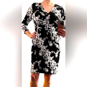 GLAMOUR black and white floral midi NWT